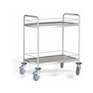 Pujadas Chariot de Service 2 Plateaux avec Galerie L 880 mm - Inox