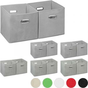 Relaxdays 12x boîtes de Rangement, sans Couvercle, avec poignée, Pliable, Panier en Tissu carré, 30 cm, à Poser sur étagère, Gris