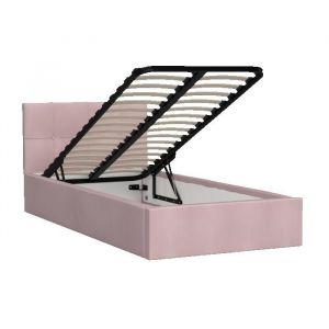 Lit coffre RINO 120 x 200 cm - Sommier inclus Rose p&acirc;le