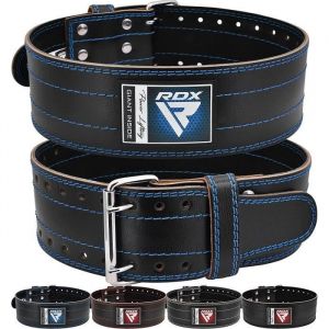 Ceinture de Musculation 4” Cowhide Cuir Réglable Support Dos Lombaire Ceinture D'haltérophilie, Bleu, XS