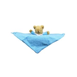 Trousselier Doudou avec Hochet Ours Triangle 20 cm - Coton Bio Bleu Ciel