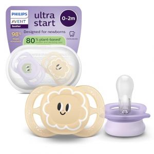 Philips Ultrastart 0-2 mesi succhietti ortodontici silicone con custodia sterilizzatrice 2 pezzi