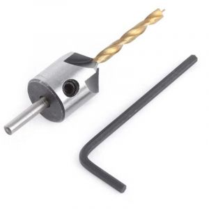 Foret Bois avec Fraise,HSS Acier Forets à bois à Haute Vitesse Fraise Bois Conique Avec Clé Hexagonale Aésoir Chanfreinage Outil(3.5mm)