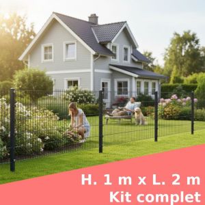 Grillage rigide, 100 x 200 cm, Kit inclus 1 x Panneaux double barreau 103x201cm et 2 x poteaux 160 cm