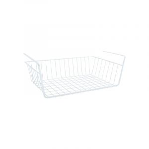 Image de MSV Panier de rangement suspendu à étagère 38,5x25,5x14cm en Acier Blanc Mat - Blanc