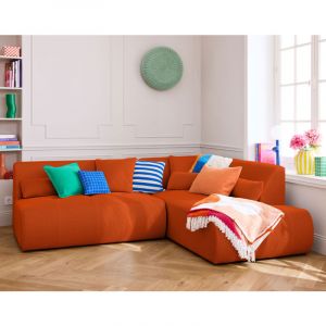 Onyx - canapé modulable d'angle droit 5 places - en tissu mailles 3D - Orange