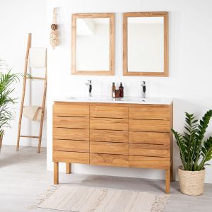 Wanda Collection Meuble salle de bain en teck et céramique Ananta 120 cm