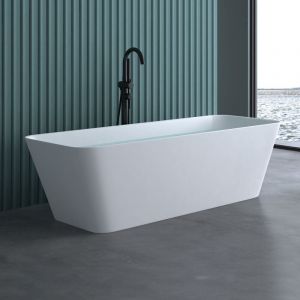 Baignoire îlot rectangulaire 170cm blanc mat Vicenza901 en résine 170x50x58 - Blanc - Sogood