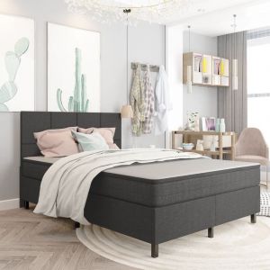 VidaXL Sommier tapissier Tissu 160x200 cm Gris foncé