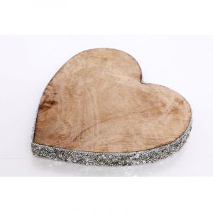 Image de Heart of the Home Décoration de Noël en bois Coeur Natural - 25 x 25 x 4 - Argent