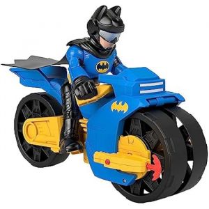 Fisher-Price Imaginext DC Super Friends, Batman Batcycle XL avec Lance-Projectile Et Figurine Articulée Batman XL (25 Cm) Habillée De Bleu, Jouet Enfant, Dès 3 Ans, HNM32