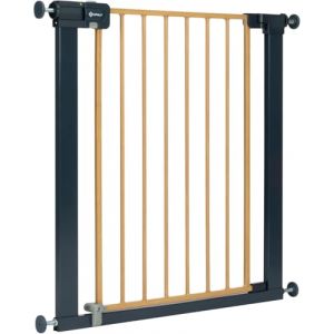 Safety 1st 1st Easy Close Metal Gate, Barrière escalier Enfant à Pression 73-80 cm (Max. 108 cm), Barrière de sécurité Enfant Facile à Fermer d'une Main, sans vis, Double Verrouillage, Effet Bois