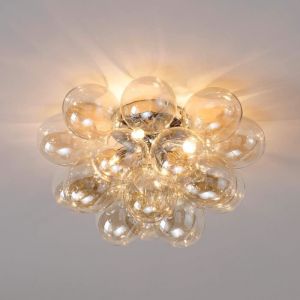 Kosilum Plafonnier design grappe de 17 verres - Bartali - Argenté / Chromé