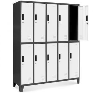 Armoire 10 portes BARTEK, 1360 x 1720 x 450 mm, blanc anthracite - anthrazit-wei&szlig;