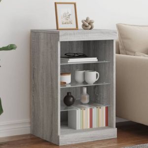 VidaXL Buffet avec lumières LED sonoma gris 41x37x67 cm