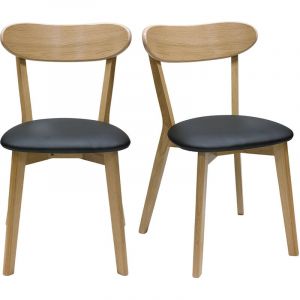 Miliboo Chaises en bois clair ch&ecirc;ne et noir (lot de 2) dove