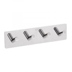 Swiss Aqua Technologies Patère murale adhésive quadruple crochets en acier inoxydable, chrome brillant (HACEKNALEP4H)