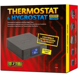 Exo terra Thermostat et hygrostat pour terrarium - Avec minuterie - Fonction jour et nuit - 600 W