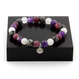 Bracelet Perles Améthyste + Pierre de lune + Labradorite + Lépidolite 8 mm - A Bijoux