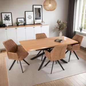 Mes M&s - Ensemble table extensible 180-240 cm + 4 fauteuils camel - venter