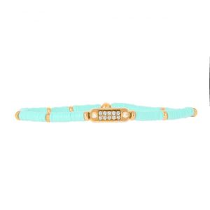 Bracelet Les Interchangeables A58626 - Mini Plaque 2 Rangs/Perle Gomme Bleu Ciel Femme