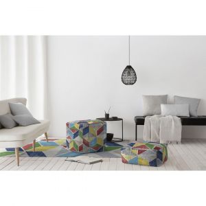 Naf Naf Pouf moderne multicolore abstrait Alika 50x50x50 Multicolore