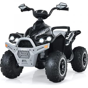 Costway Quad Electrique Pour Enfants 12v7ah, Led, Musique, Pédale, Klaxon, 3-4 Km/H, Pour Enfants De 3 À 8 Ans, Noir