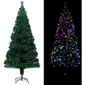 VidaXL Sapin de Noël artificiel avec support Vert 210 cm Fibre optique