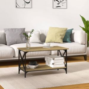 VidaXL Table basse Chêne sonoma 80x45x45 cm Bois d'ingénierie et fer