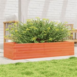 VidaXL Jardinière cire marron 110x40x23 cm bois de pin massif, jardinière d'extérieur, bac à fleurs, boîte à plantes, jardinière de terrasse