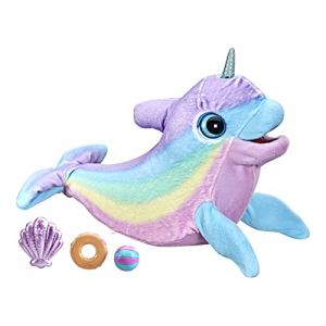 Hasbro Boréal, Le narval, Peluche animatronique Interactive, Animal électronique, Plus de 80 Sons et réactions, dès 4 Ans F26045S1 Multicolore