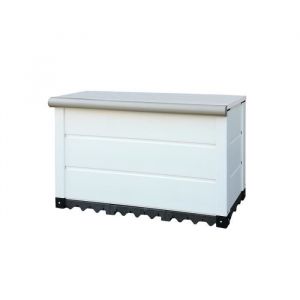 Gardiun Coffre de Jardin Capacit&eacute; 150L Tuscany Evo 82,5x47x57 cm Bo&icirc;te de Rangement Ext&eacute;rieur en R&eacute;sine avec V&eacute;rin et Sol