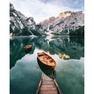 Bureau - Peinture sur chiffres bateau au lac - 40x50cm