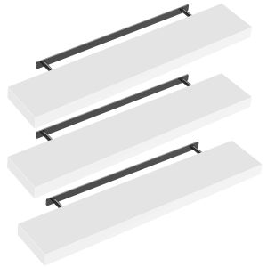 Étagère murale Étagère flottante 110cm Lot de 3 Blancs + support