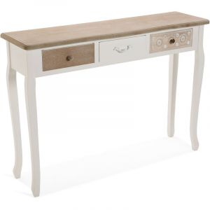 Image de Versa Boedo Meuble d'Entrée Étroit pour l’Entrée ou Couloir, Table console, 78,5 x 30 x 109 cm,Bois, marron et blanc