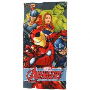 Aymax Serviette de plage Marvel Avengers - Hulk, Thor, Captain America, Iron Man, Captain Marvel - 70 x 140 cm