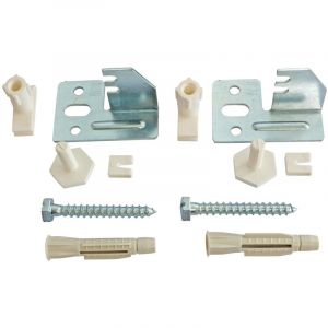 SOMATHERM FOR YOU, 601520303, Jeu de 2 fixations réglables pour radiateur acier avec panneau à étrier - Composé de 2 consoles, 2 vis (8x60), 2 chevilles (10x60), 2 systèmes anti-bruit