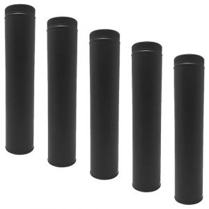 Lot de 5 MonMobilierDesign TDPI1000 Conduit double paroi isolé polycombustible longueur 100 cm Noir Ø100