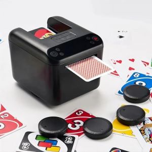 Distributeur de Cartes Électronique CUIYKAI T1 Compatible Poker et UNO 3 Jeux 4 Boutons dAppel