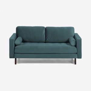 Kave Home Canapé Debra 2 places velours turquoise 182 cm