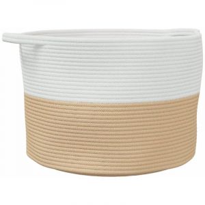 VidaXL Panier à linge beige et blanc Ø55x36 cm coton