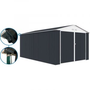Habitat et Jardin Garage métal " Houston" - 15,36 m² avec gouttière - Anthracite