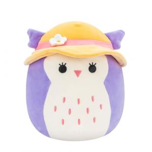 Jazwares Squishmallows Original Peluche de 19 cm- Holly Le Hibou Violet avec Chapeau de Soleil - Peluche Officielle