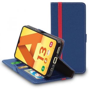 EbestStar Coque Compatible avec Samsung Galaxy A13 A135F Etui Portefeuille Housse PU Cuir Porte-Cartes, Bleu Fonc&eacute;/Rouge