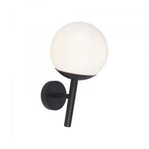 V-TAC VT-1224 Douille E27 sph&egrave;re opale lampe oblique applique murale de jardin couleur Noir 200mm IP44 - 11824 - Noir
