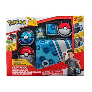 Pokèmon- Clip 'N' Go Bandolier – Comprend Une Figurine de Combat Squirtle de 5 cm avec Un Ballon de Premier Ordre et des Accessoires de Balle de plongée, PKW2714, Multicolore