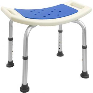 PrimeMatik Tabouret de Douche Ergonomique antid&eacute;rapant r&eacute;glable en Hauteur rembourr&eacute; (kd08), Blanc Taille Unique