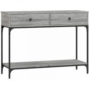 VidaXL Table Console, Bout de Canapé avec Tiroirs et Étagère, Meuble de Rangement Entrée Salon Couloir, Moderne, Sonoma Gris Bois d'Ingénierie