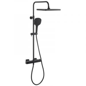 Swiss Aqua Technologies Set de douche avec mitigeur thermostatique + douche de t&ecirc;te + douchette 3 jets, noir mat (SATSSTZC)