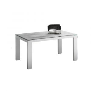 Table repas extensible ARMONIA 10 couverts 140/240x90cm pieds blancs plateau céramique gris